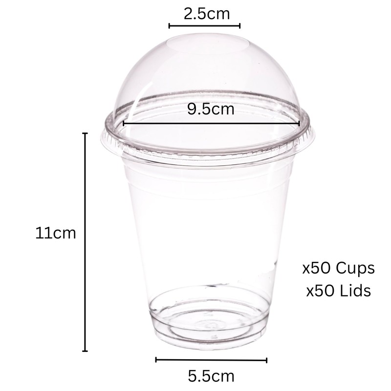AIOS 50 x Smoothie Cups with Dome Lids Made from