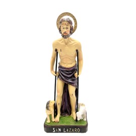 Moviebros San Lazaro Estatua Saint St. Lazarus Statue Sculpture in Resin Home Decor Decoration(10 Inches), Brown