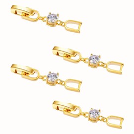 Lovejftty Gold Necklace Bracelet Extender for Women, 4pcs Cubic Zirconia Foldover Extension Jewelry Clasps for Jewelry Making