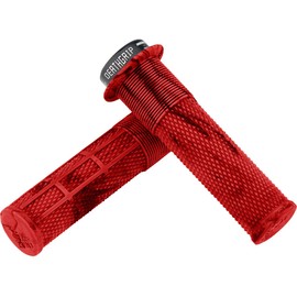 DMR Bikes DMR Brendog DeathGrip Flange Lock-On Mountain Bike MTB Grips - Red Marble (Thin), Soft/Thin (A20)