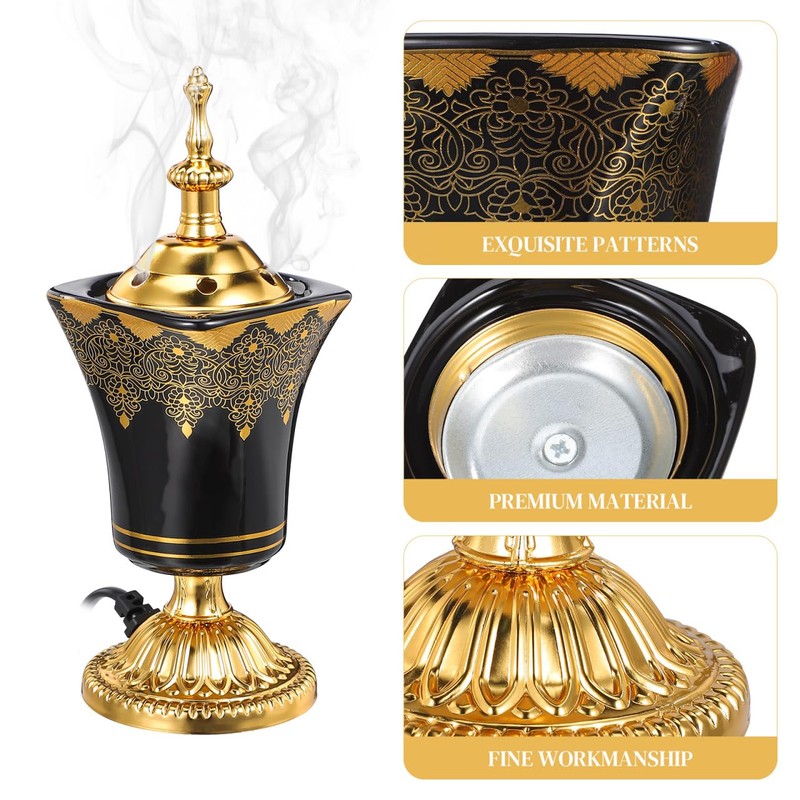 MAGICLULU Electric Incense Burner Ceramic Iron Censer with Middle Eastern