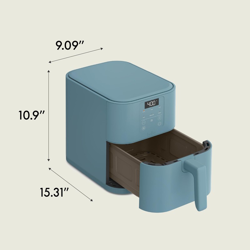 bella 6 Qt Slim Air Fryer, Fits-anywhere™ Kitchenware, EverGood™ Ceramic