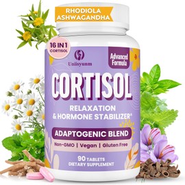 Cortisol Supplements for Women - 90 Tablets, 16 IN 1 Cortisol Reducer, with Magnesium, Ashwagandha, L-Theanine, Cortisol Reducer Manager for Women & Men - Hormone Balance, Mood & Digestion, Vegan