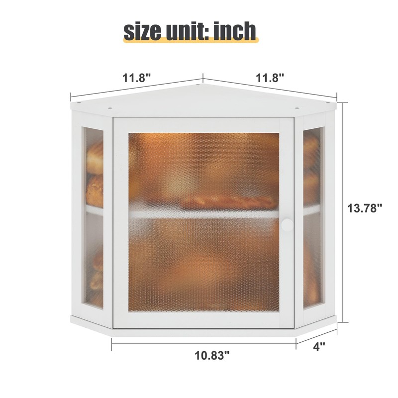 Furshus Corner Bread Box for Kitchen Countertop,Bread Storage for Homemade
