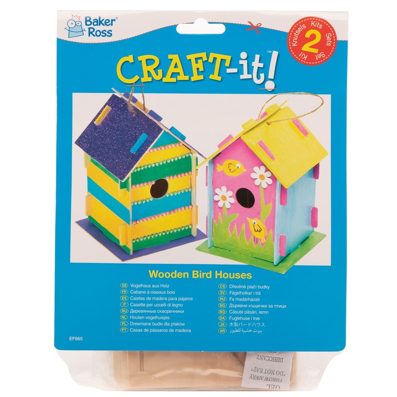 Baker Ross EF665 Wooden Birdhouse Kits (Pack Of 2) For