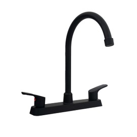 Mezcladora para Fregadero Palancas 8" Entre Orificios | Acero Inoxidable y ABS Negro Mate | Mezcladora para Fregadero con Aereador Ahorrador de Agua y Cartucho de Alta Durabilidad | FONTHY