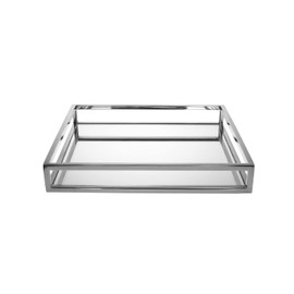 Godinger Decorative Tray, Perfume Tray, Vanity Tray, Square Home Decor Tray - Aspen Collection, Silver, 6"x6"