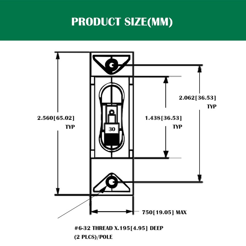 A-Series 25A Boat Circuit Breaker Magnetic with Red Toggle AC/DC