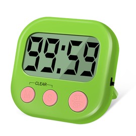 Kitchen Timer, Kitchen Timers for Cooking, Digital Visual Timer Magnetic Countdown Timer with Loud Alarm, Big Digit, Back Stand, Hanging Hole for Shower, Bathroom, Study, Teacher, Kids (Green)