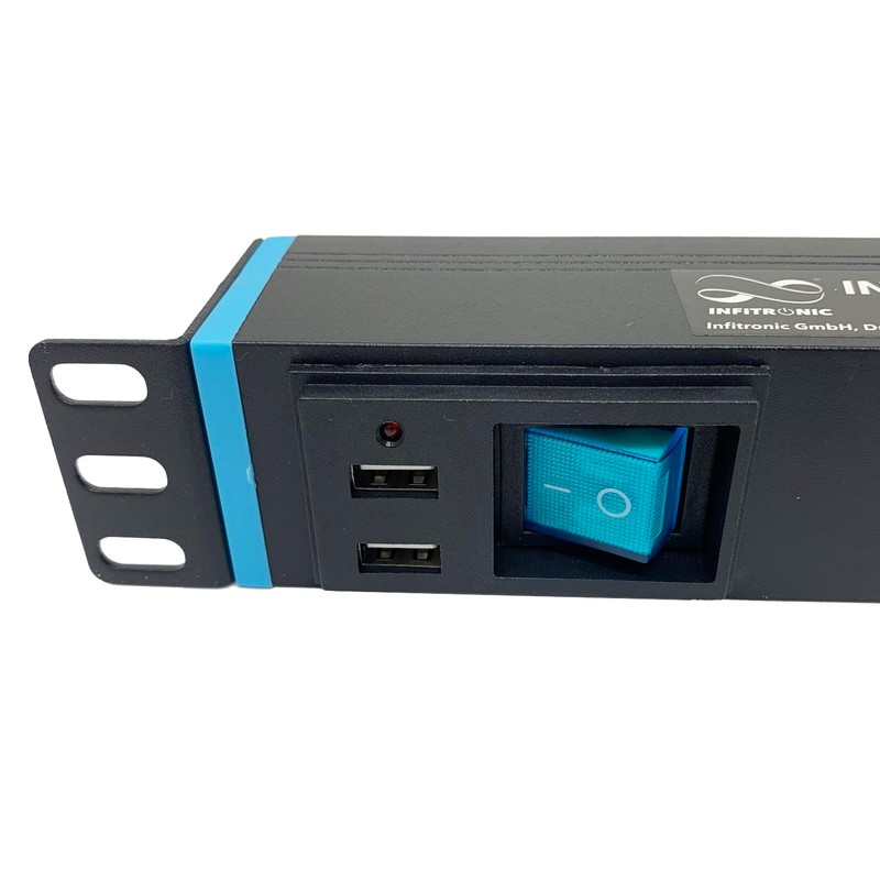 Infitronic - INSV1005USB - 19 Inch 1U 6-Way Power Strip