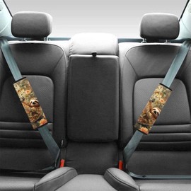Fipuivrn Sloth Butterfly Pattern 2 Pack Car Seat Belt Cover, Daisy Palm Leaf Anti-Slip Seatbelt Shoulder Protection Comfort Seatbelt Shoulder Pad Release Stress to Neck and Shoulder