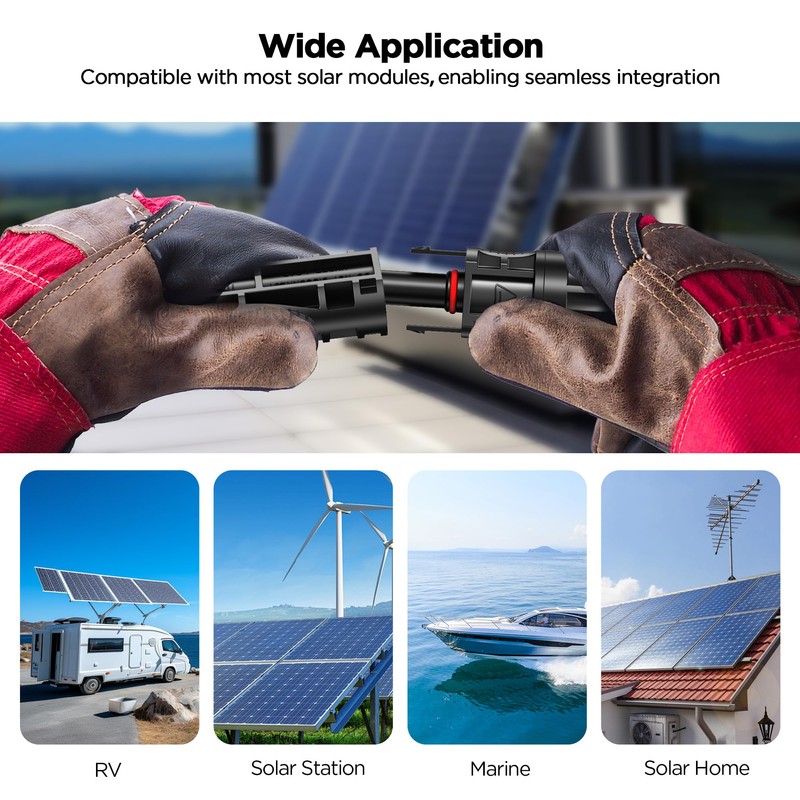 2 Pack 20 Ft MC4 Wire Solar Panel Extension Cable,