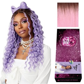 Sensationnel Shearmuse Festigal Lacewig - Ribbon Gal Glueless Laceparting Hand Tied Ready to Wear Synthetic Prestyled Units (TT/BLUSHPINK)
