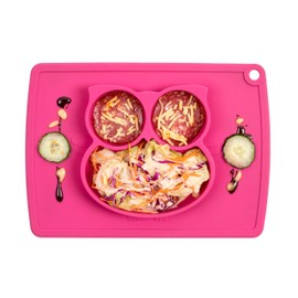 Qshare Toddler Plate, Portable Baby Plate for Toddlers and Kids, BPA-Free Strong Suction Plates for Toddlers, Dishwasher and Microwave Safe Silicone Placemat 11x8x1 inch