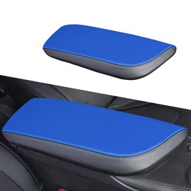 BOLTRY Center Console Armrest Box Cover for Toyota Camry 2018-2024 Panel Trim Waterproof Anti-Scratch Leather Protector Decoration Cover Interior Accessories (Black Leather+Blue Leather)