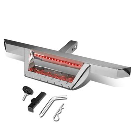 Auto Dynasty Universal 32.5 inches Pedal Class III 2 inches Receiver Chrome 2-Stage Tow Hitch Step Bar Board with LED Brake Light for Pickup Truck SUV Trailer