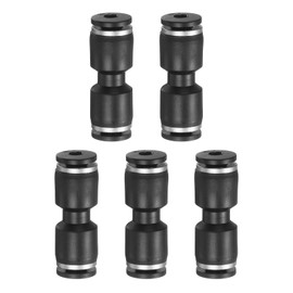 HARFINGTON 5pcs Push to Connect Fittings g 1/8 Tube OD Straight Pneumatic Adapter Quick Connector Air Line Hose Fitting for Water Air Oil Pipe, Black