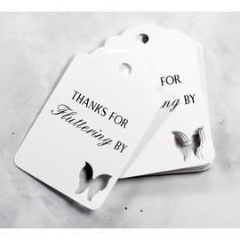 Butterfly Thank You Tags - Thanks for Fluttering By - 12pc (White)
