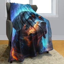 KLRIGR Soft Cozy Fleece Throw Blanket for Couch, Black Dog Rottweiler, 40X50 Inches