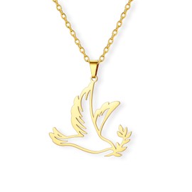 Amaxer Adjustable Dove Necklaces for Women Stainless Steel Olive Branch Peace Symbol Jewelry (gold)