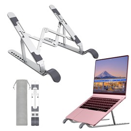 Hiolbech 2025 Improved Laptop Stand, Laptop, Tablet, Teacher Stand, Height/Angle Adjustable, Posture, Foldable, Aviation Aluminum Alloy, Anti-Slip, Ultra Lightweight, Portable Type, Silver, Strong