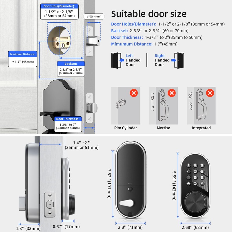 TEEHO TE341 Smart Keyless Entry Door Lock with App Control,
