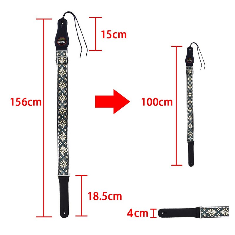 Rayzm Embroidered Guitar Strap, Woven Cotton Strap with Jacquard Pattern