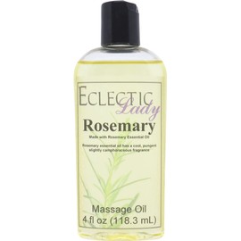 All Natural Rosemary Massage Oil, 4 oz, 100% Natural Ingredients with Sweet Almond & Jojoba Oil, Relaxing Scent for Men & Women