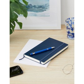 Moleskine Classic Notebook, Hard Cover, Large (5" x 8.25") Double Layout, Ruled/Plain, Sapphire Blue, 240 Pages