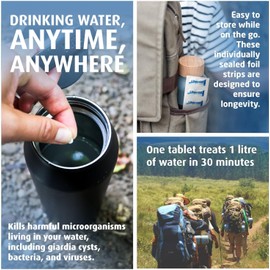 Tabletas de Purificación de Agua Aquatabs 49mg – 100 Tabletas (Tratamiento de 100L), Certificadas NSF 60, Rápida Acción en 30 Minutos, Vida Útil de 5 Años, Esenciales para Emergencias y Supervivencia