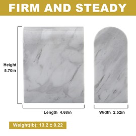 Koville Greek Natural Marble Bookends for Shelves, Book Ends for Heavy Books, 13LBS Ultra Heavy Duty Book Holders, Triumphal Arch Bookends Office Bookshelf Decor for CDs/Video Games(Volakas)