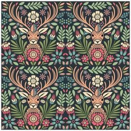 HAOKHOME Boho Peel and Stick Wallpaper Floral Removable Wall Paper Animal Deer for Accent Wall Nursery Kids Room Contact Paper 17.3in x 118in