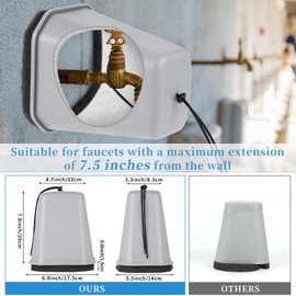 2 Pack Upgrade Large Outdoor Faucet Covers Winter 8.5x7x5.5 in Plastic Spigot Cover w/Reflective Strips Foam Hose Bib Covers for Outside Water Faucet Winter Insulated Pipe Freeze Protection (Gray)