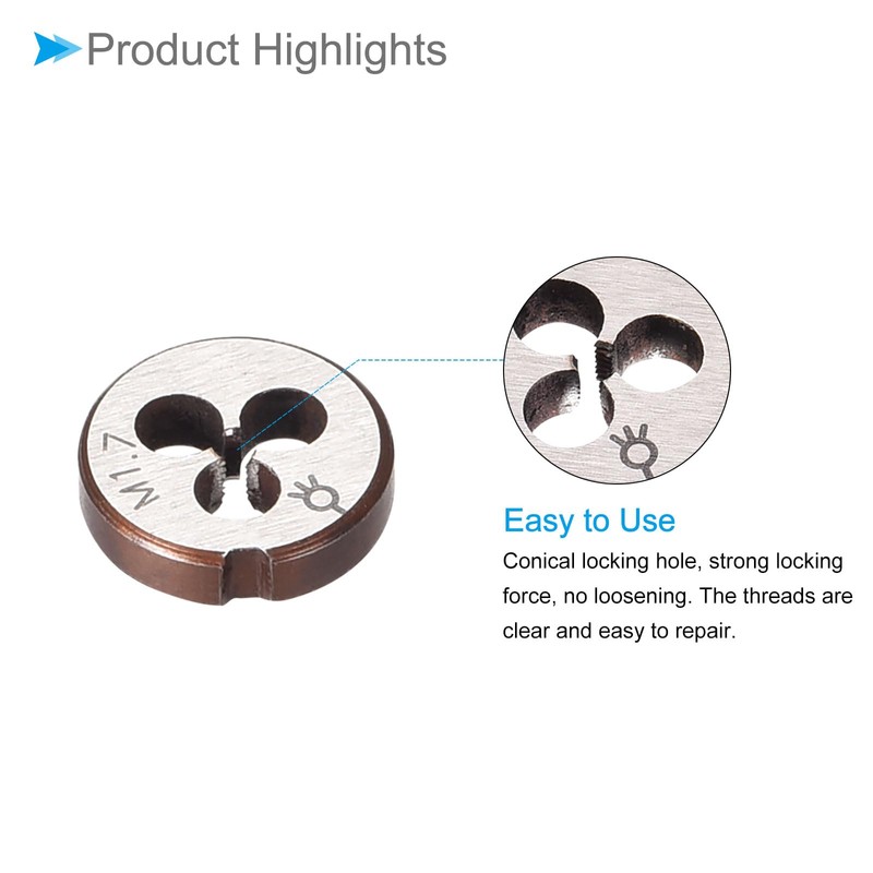 CoCud Metric Adjustable Round Die, M1.7 X 0.35, Alloy Steel