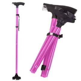Glamified, Folding Cane with Led Light, Adjustable Canes and Walking Sticks for Arthritis Disabled and Elderly (Pink)