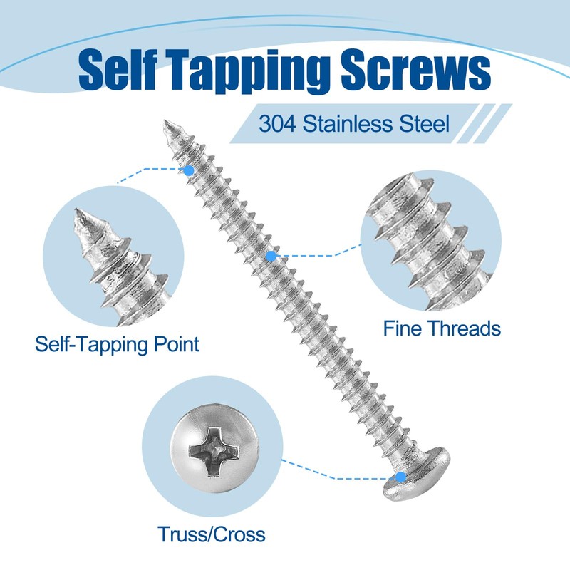 ANCHOREASE #8×1/2″ Wood Screw 400Pcs, 304 Stainless Steel Screws, Truss
