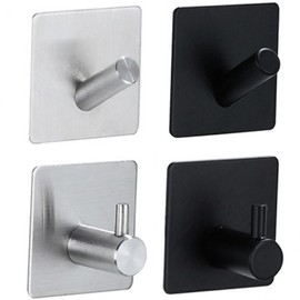 Modern Stainless Steel Hook Non-Perforated Multipurpose Wall Hook Hook Happy Foret Option 3 Black 3ea