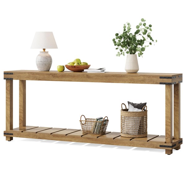 LITTLE TREE 70.9-Inch Extra Long Console Table, Wooden Entryway Table