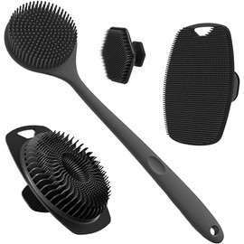 Cepillos de Silicona para Baño 4 en 1 – Cepillo largo, corporal, facial y de cabello SQL-161