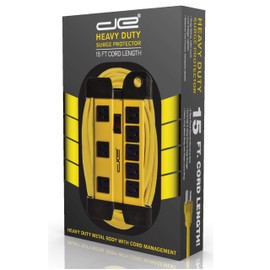 Digital Energy 15 Foot Long Surge Protector 8-Outlet Heavy Duty Metal Mountable 1050 Joules Protection Extension Cord Power Strip with Cord Management, 15 Foot Long Extension Cord, UL Listed