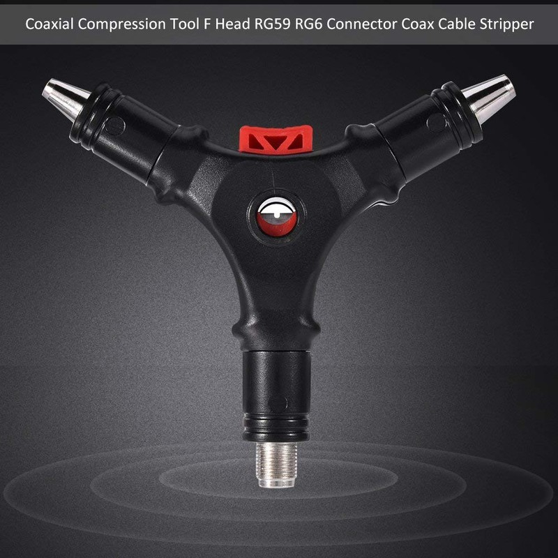 Yunir RG6 RG59 Cable Stripper, Coaxial Compression Tool F Head