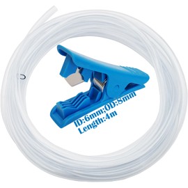 CESFONJER Clear Tube, 6mm ID x 8mm OD 4 Meter Clear PVC Hose Tube, Flexible Water Pipe with 1 Pcs Pipe Cutter