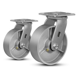 FOVERSWIVE 6"x2" Industrial Casters- Heavy Duty Casters,Cast Iron Wheel,Steel Casters Capacity up to 2500 Lb. Use for Platform Truck, U-Boat Cart,Workbenches(2 Swivel)