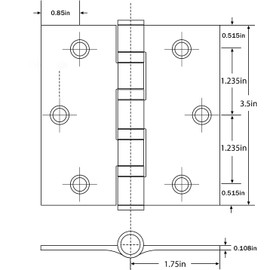 Haidms 6 Pack Ball Bearing Hinges 3.5 Inch Matte Black Door Hinges with Square Corner 304 Stainless Steel Door Hinges for Heavy Duty Exterior Doors