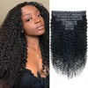 Seamless 3C 4A Kinky Curly Clip In Extension PU Weft