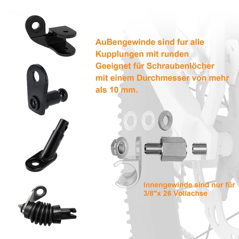 NICEDACK Unisex Bicycle Axle Adapter for 3/8 Inch x26 Full