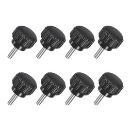 sourcing map 8Pcs M3 x 10mm Knurled Clamping Knob, 304 Stainless Steel Thumb Screw Clamping Knob Round Hand Threaded Hand Bolt Stud Knob 14mm Dia for Machinery