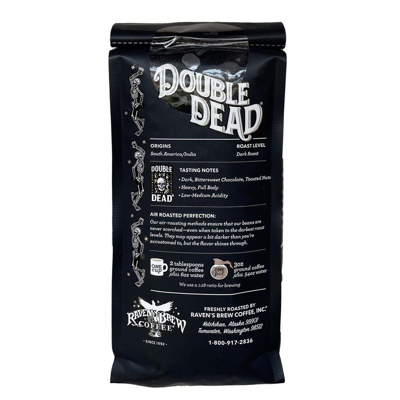 Raven's Brew Coffee High Caffeine Coffee Dark Roast Ground -