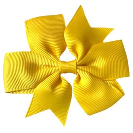 10pcs Yellow Hair Bows Clips Slides Grips 3" inch Pinwheel Solid Vibrant Colour Girls School Hairbows