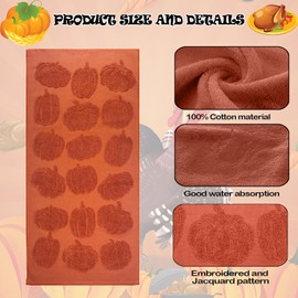 Xkdamai Fall Pumpkin Thanksgiving Bathroom Towels Set of 4 Rust Burnt Orange 100% Cotton Bath Towels Hand Towels Holiday Bath Towels Autumn Bathroom Decor (Pumpkin Thanksgiving)